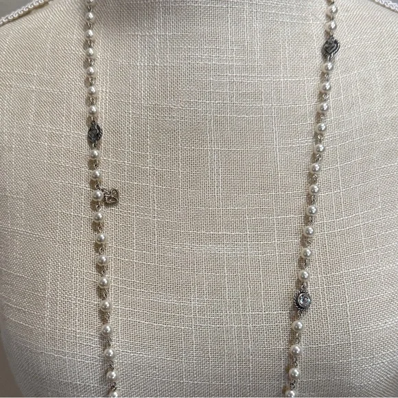 VSA PEARL BEADED WRAP NECKLACE 6MM PEARLS CREAM - NWT - Picture 4 of 11